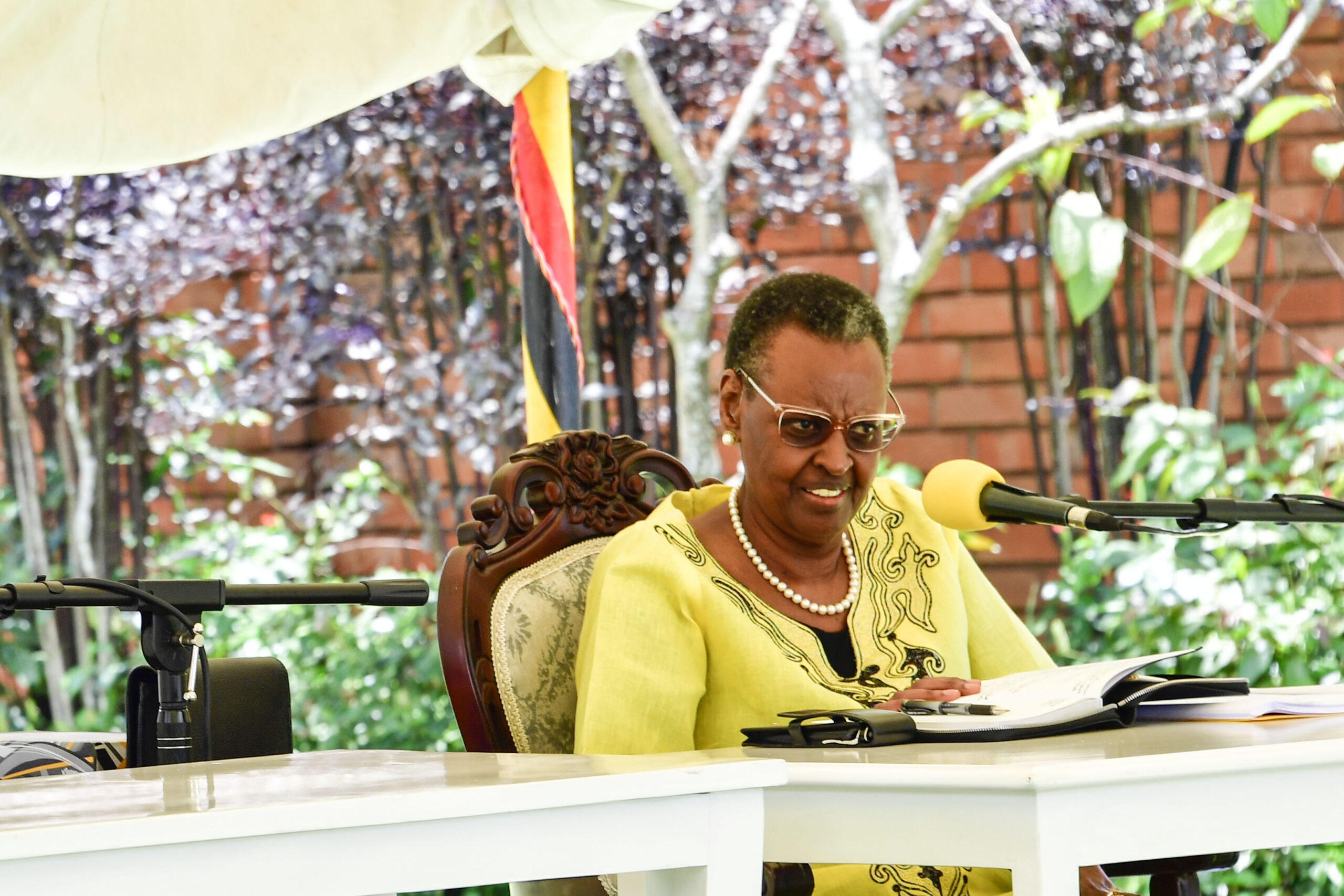 President Museveni and First Lady Janet addressing the meeting on sports infrastructure development and building of an indoor stadium by SUMMA Turkey on Tuesday. PPU Photo 7 scaled